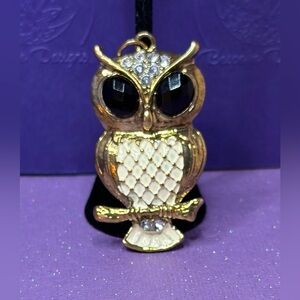 Gold and Black Owl Pendant 1980’s